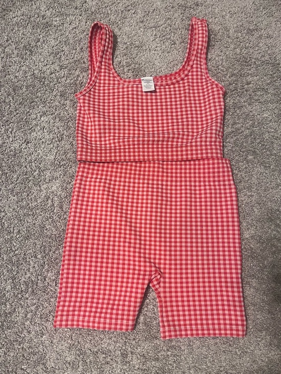 No Boundaries Tops - Red Gingham Bike Shorts Set - Crop Top & Shorts